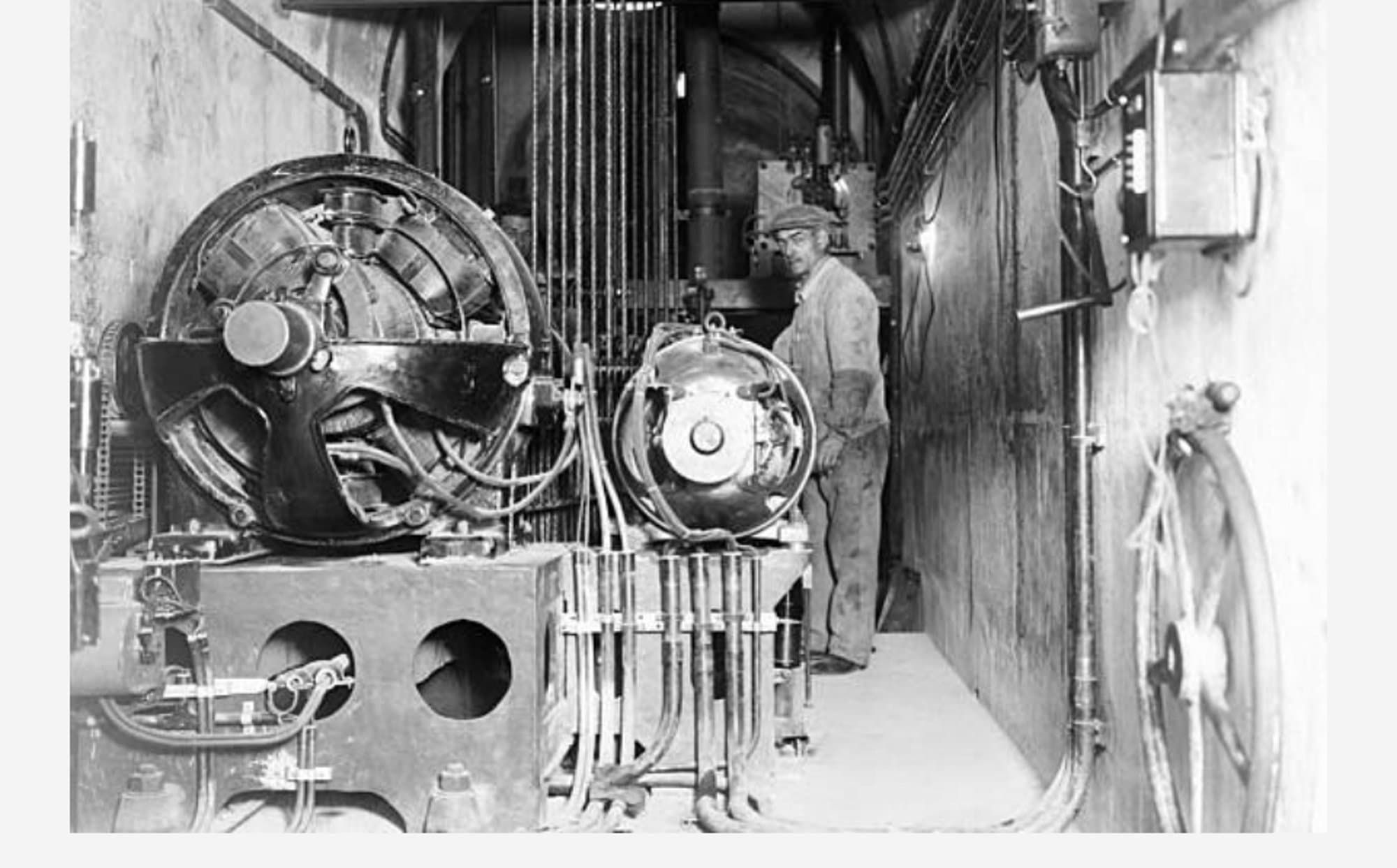 Vintage elevator machine room